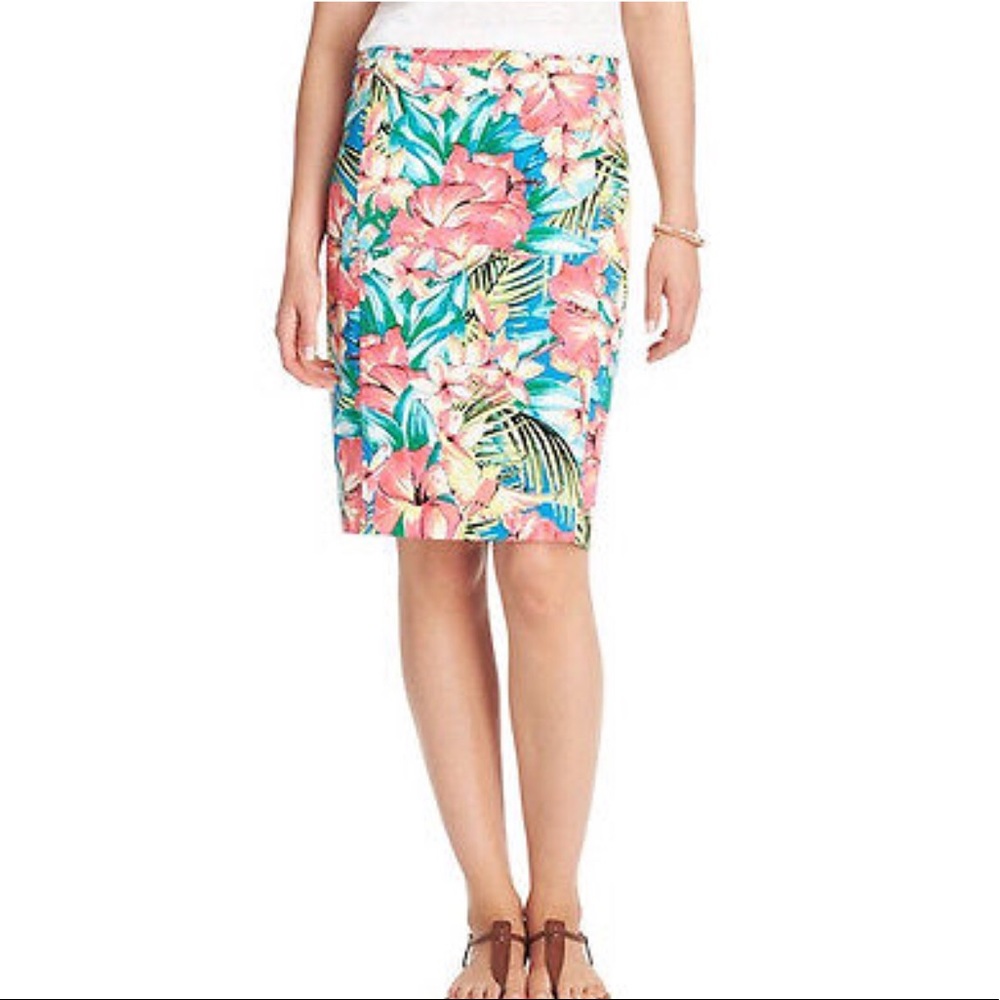 LOFT Tropical Floral Pencil Skirt Size 10